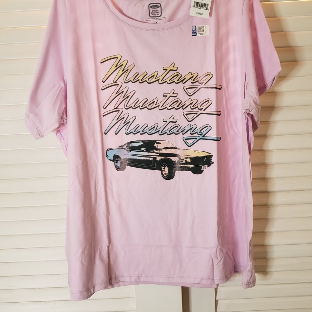 NWT Pink Mustang Womens (2X) Tee - Picture 2 of 12